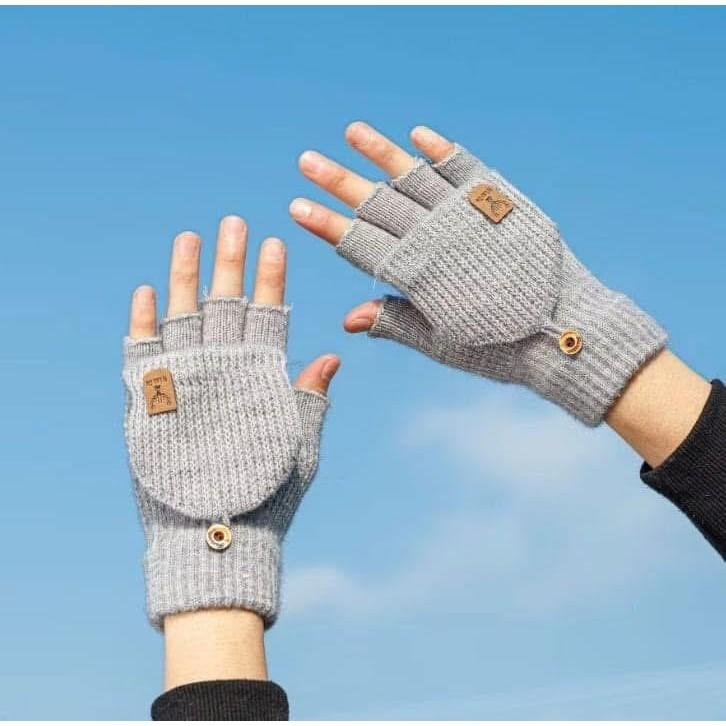 鹿角翻蓋式加絨加厚5指針織手套-細節圖9