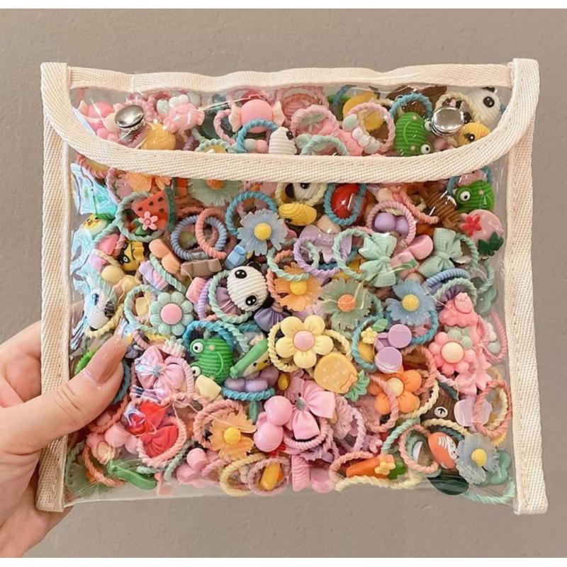 兒童50入可愛動物水果不傷髮髮繩-細節圖2