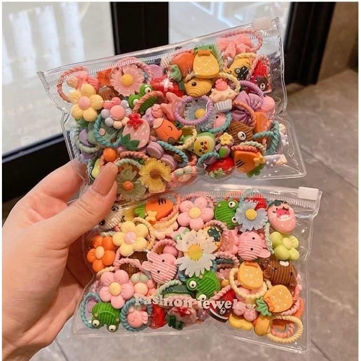 兒童50入可愛動物水果不傷髮髮繩-細節圖3