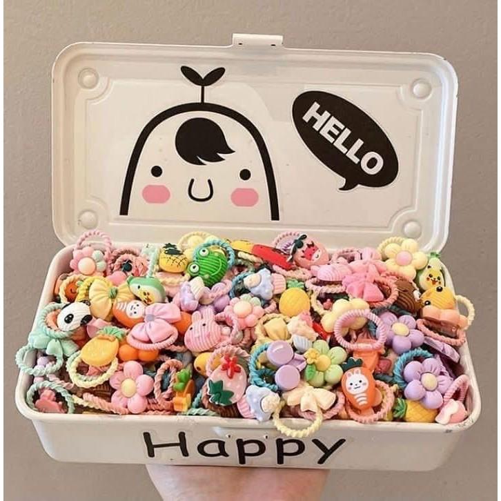 兒童50入可愛動物水果不傷髮髮繩-細節圖4