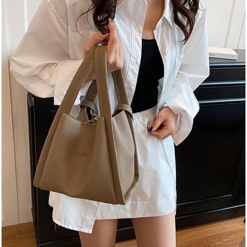 韓國1+1子母包手提側背菜籃子水桶包-細節圖6