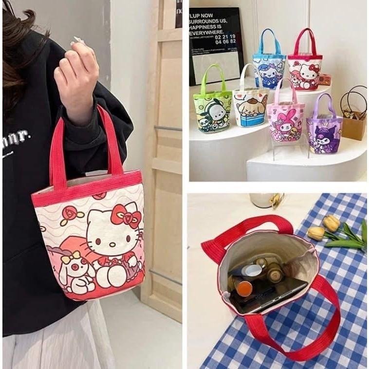 可愛三麗鷗手拎水桶包帆布包-細節圖3