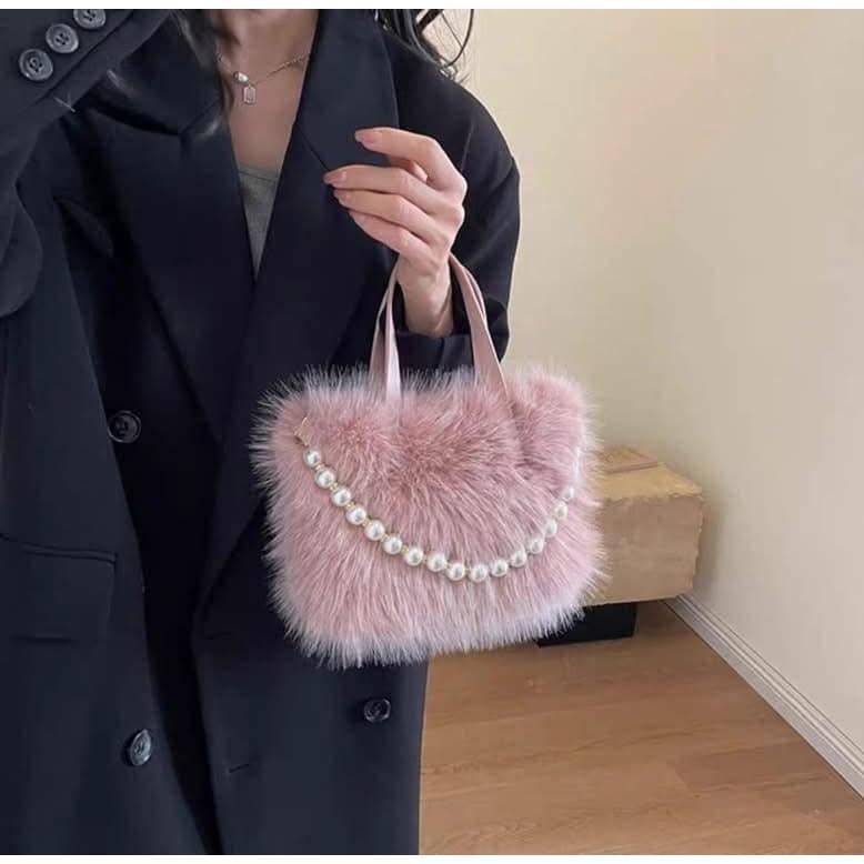珍珠毛茸茸手提包側背包斜背包-細節圖2