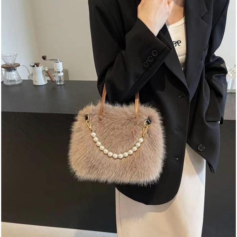 珍珠毛茸茸手提包側背包斜背包-細節圖3