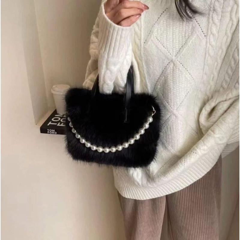 珍珠毛茸茸手提包側背包斜背包-細節圖7