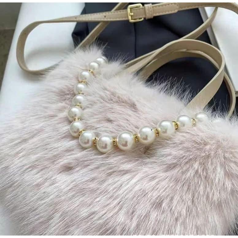 珍珠毛茸茸手提包側背包斜背包-細節圖8