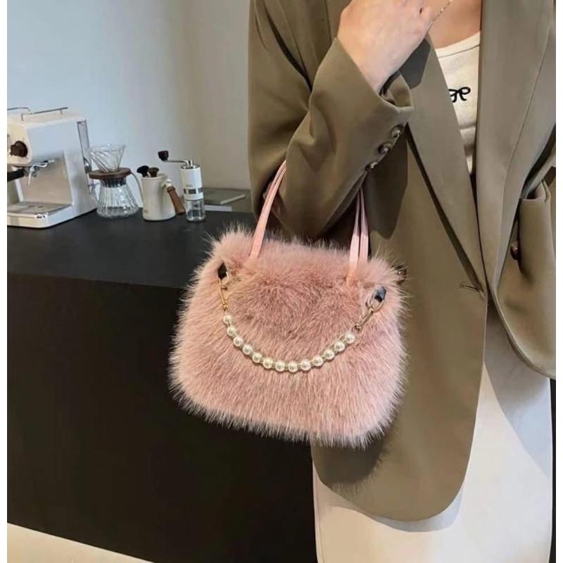 珍珠毛茸茸手提包側背包斜背包-細節圖9