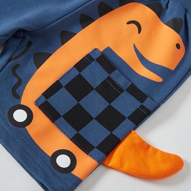 男童恐龍立體尾巴休閒口袋短褲-細節圖5