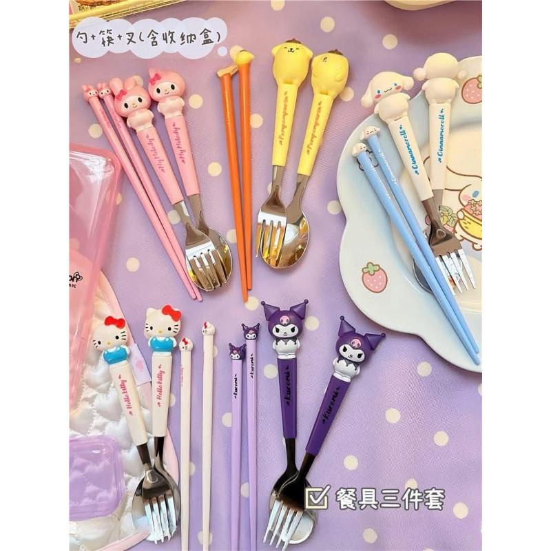 立體卡通湯匙+叉子+筷子餐具4件套-細節圖3