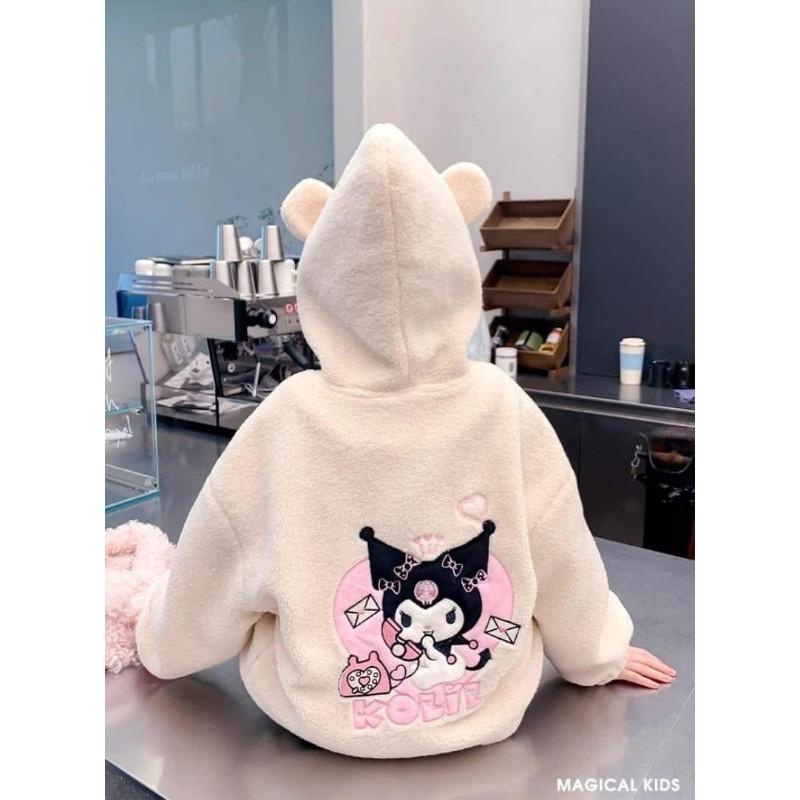 刺繡庫洛米親子羊羔絨毛連帽外套-細節圖3