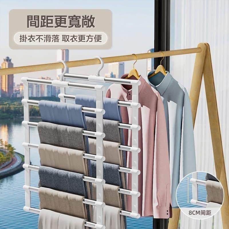 魔術多層不銹鋼折疊收納衣架褲架-細節圖2
