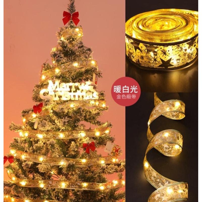 聖誕佈置LED燙金絲帶燈串-細節圖7