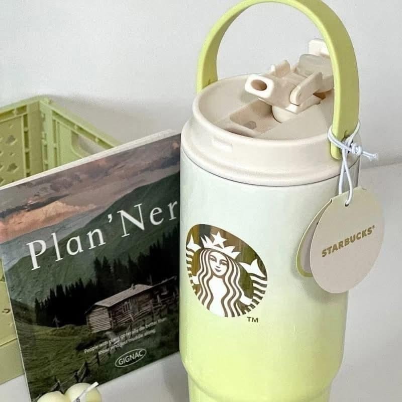 星巴克304手提漸變2飲口吸管杯保溫杯-細節圖2