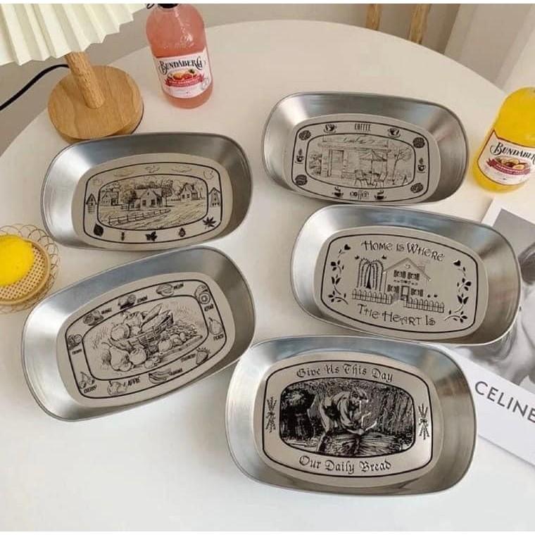 復古金屬甜點盤水果盤餐盤(一組2個)-細節圖5