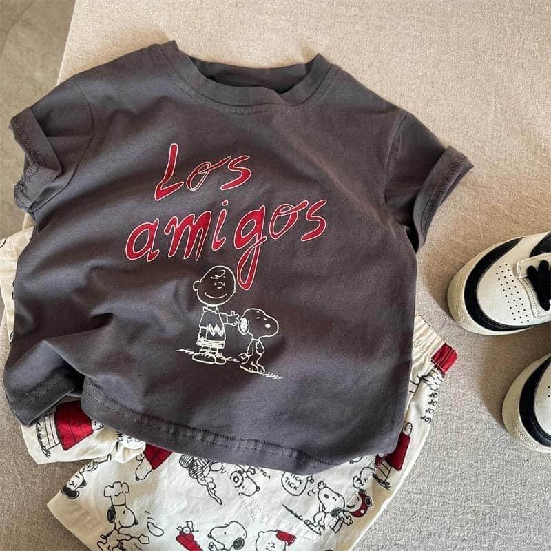 純棉男女童新款史努比短袖T恤-細節圖3