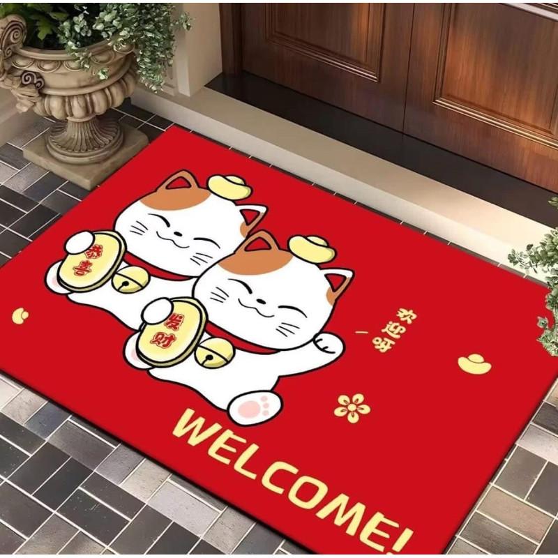 新年招财猫門口耐髒防滑地墊-細節圖3