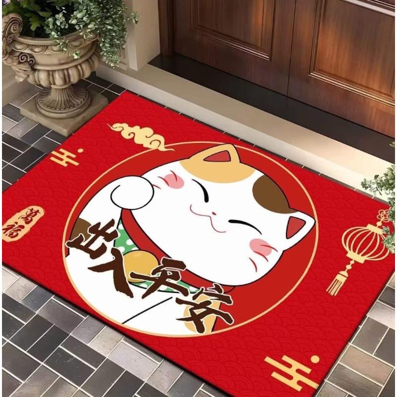 新年招财猫門口耐髒防滑地墊-細節圖6