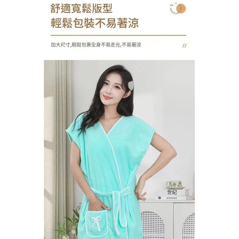 可穿式繫帶珊瑚絨超吸水速乾浴巾浴裙-細節圖4