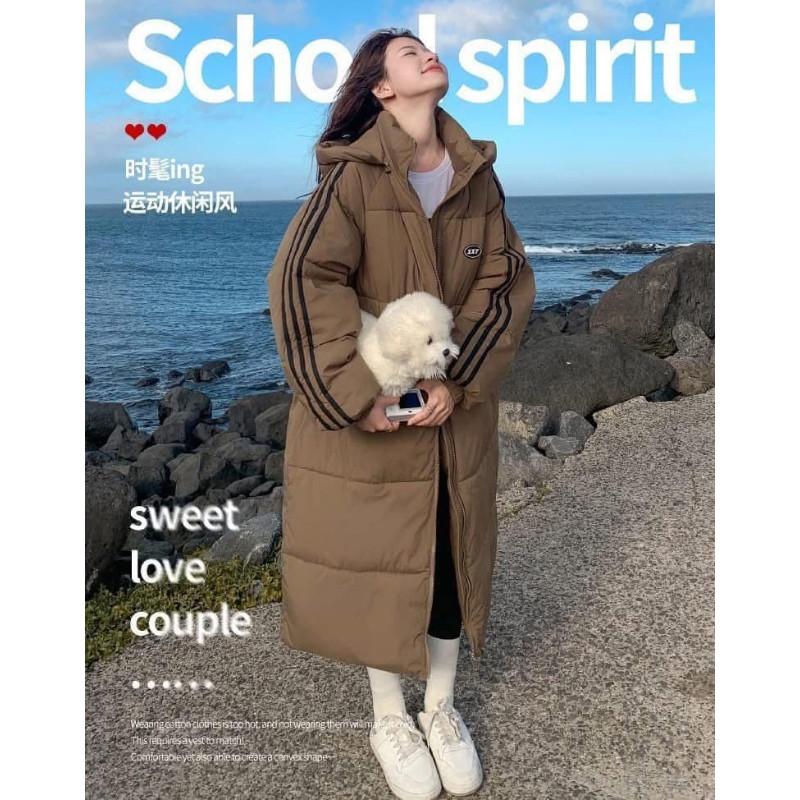 韓版三條槓雙頭拉鏈過膝“長版”羽絨外套-細節圖5