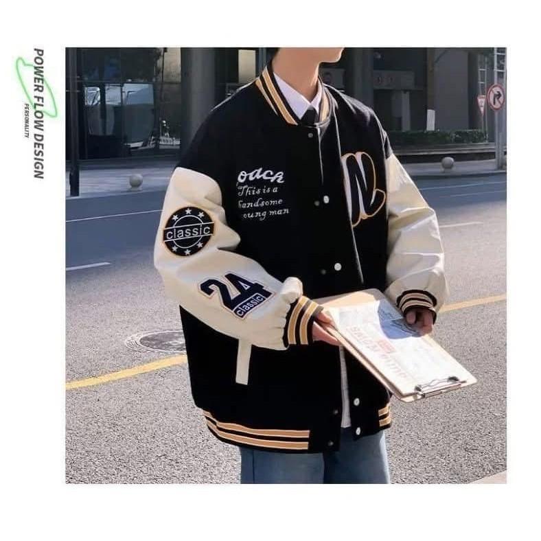 整件“銀狐絨”字母Ｎ寬鬆百搭棒球外套-細節圖8