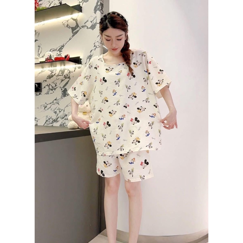 【韓版卡通棉質短袖＋短褲睡衣兩件套】-細節圖11