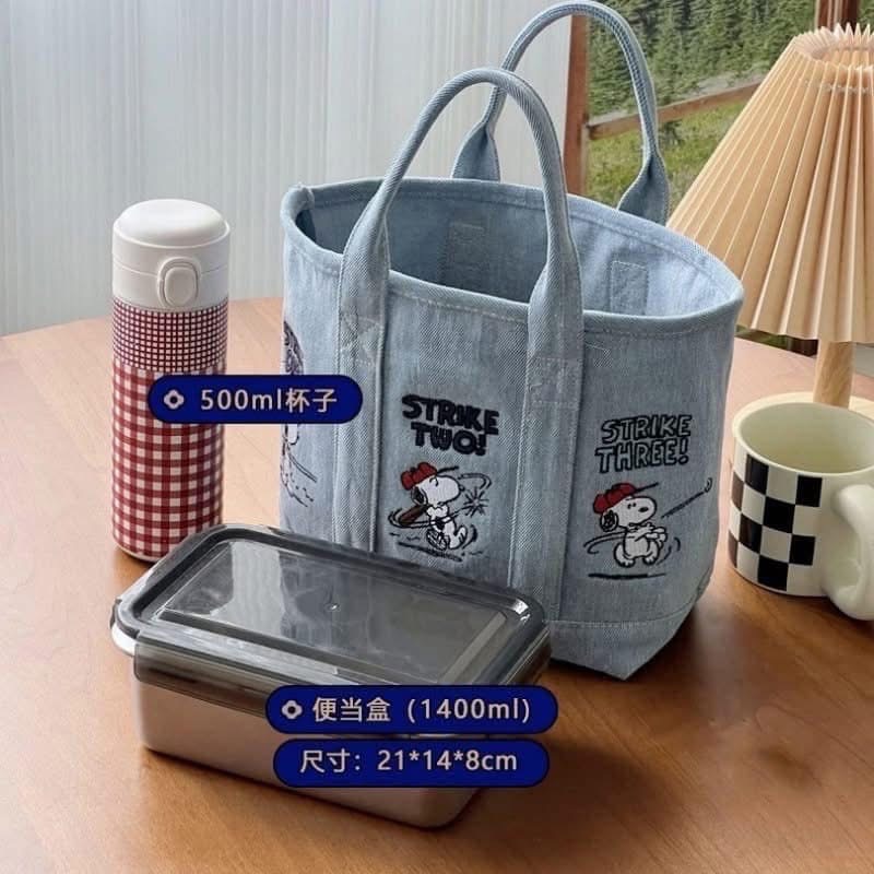 【史努比刺繡便當包牛仔帆布包】-細節圖5