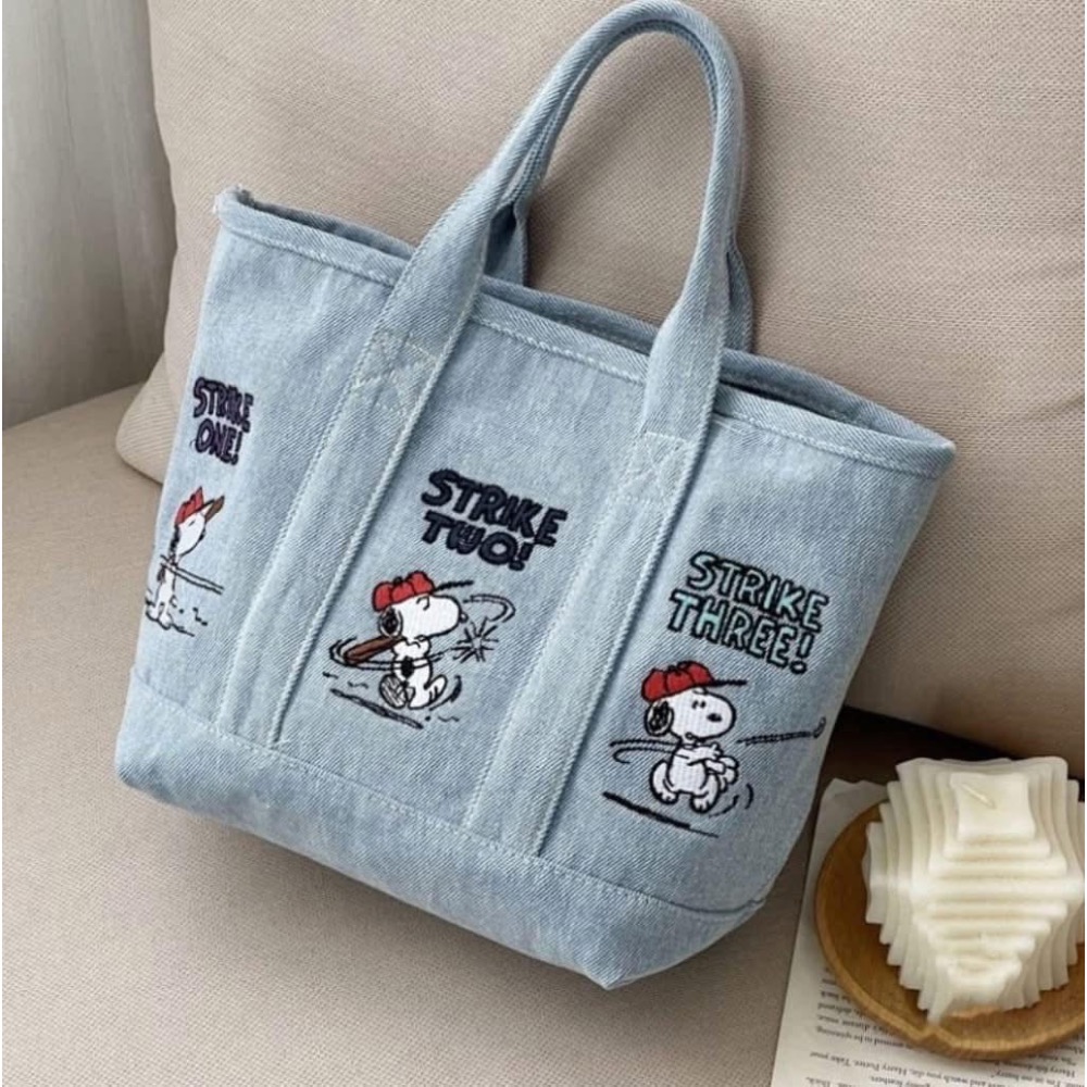 【史努比刺繡便當包牛仔帆布包】-細節圖10