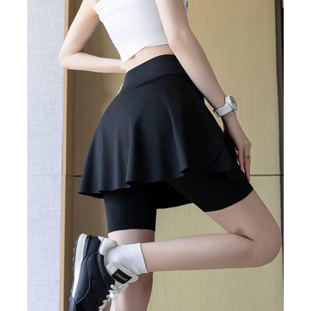 【假兩件防走光口袋裸感鯊魚褲裙】-規格圖11