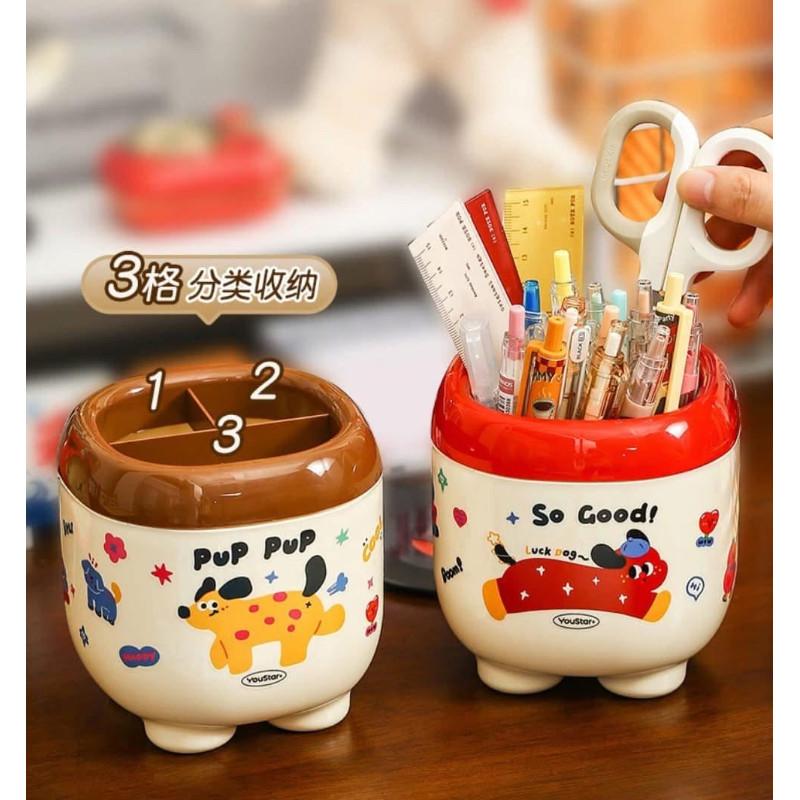 可愛韓國卡通三分格收納筆筒-細節圖3