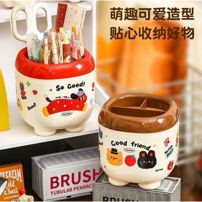 可愛韓國卡通三分格收納筆筒-細節圖4