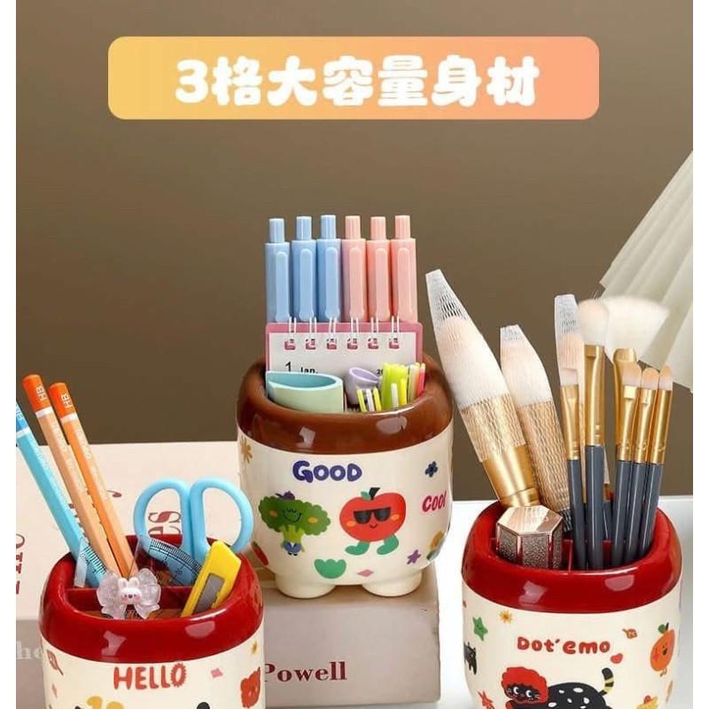 可愛韓國卡通三分格收納筆筒-細節圖8