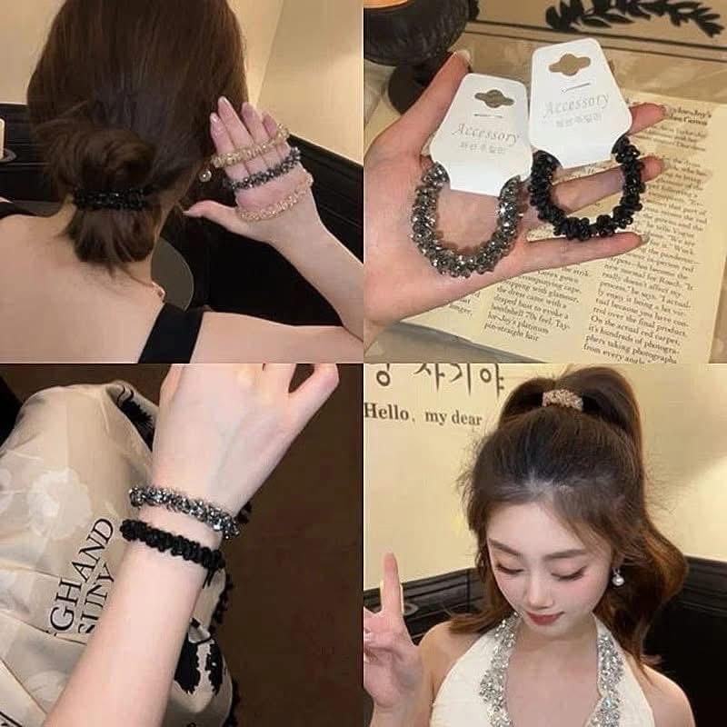 韓國氣質閃鑽不扯髮髮繩(一組5條)-細節圖2