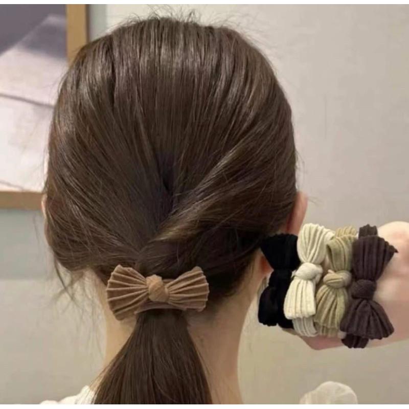 韓國高彈力蝴蝶結髮圈髮繩10條包(一組3包)-細節圖3