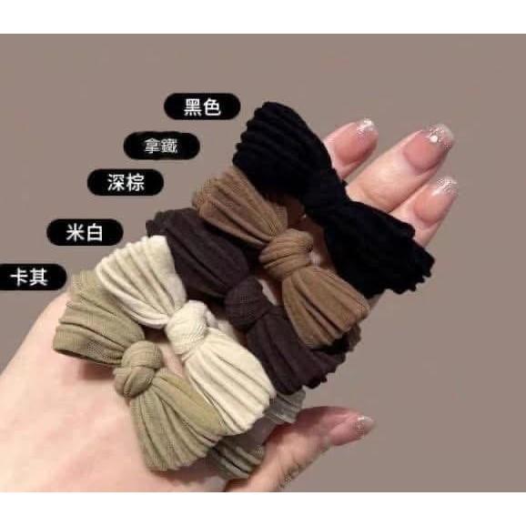 韓國高彈力蝴蝶結髮圈髮繩10條包(一組3包)-細節圖5