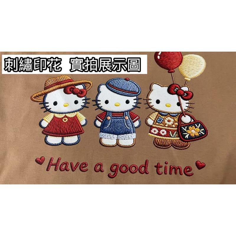 KT刺繡印花寬鬆100%純棉短袖T恤-細節圖9