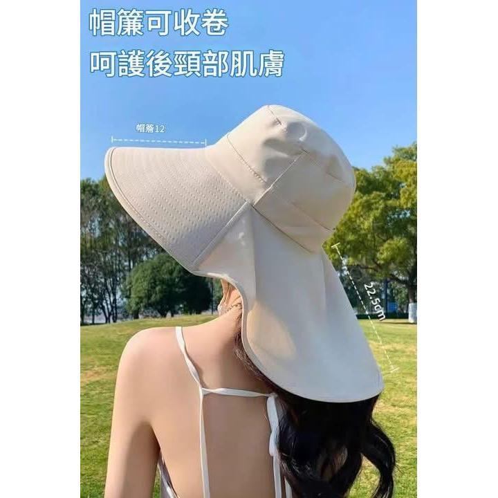 大帽檐22.5cm延長披肩遮脖防曬帽-細節圖5