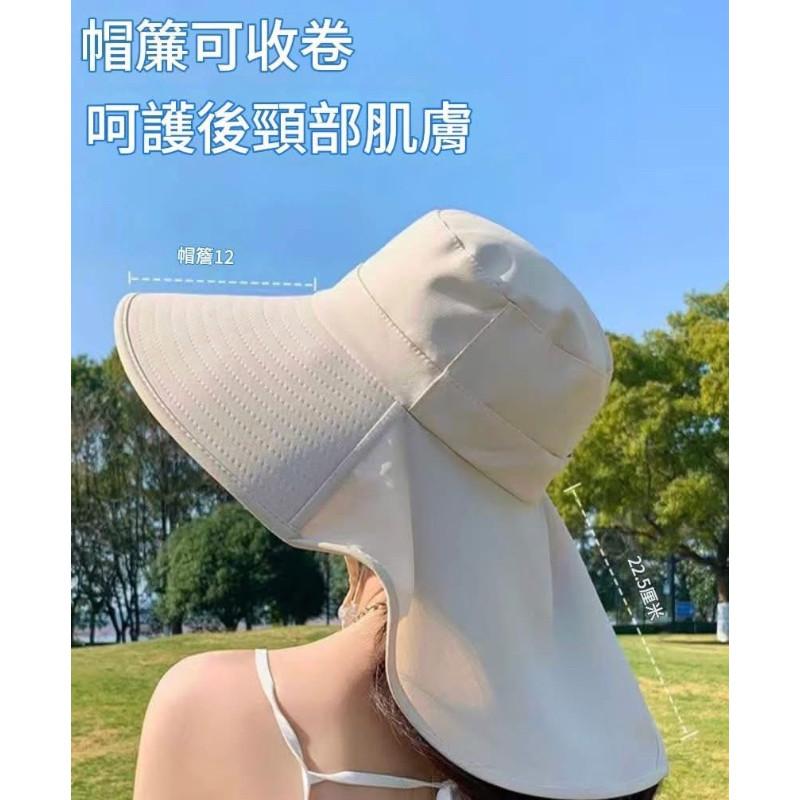 大帽檐22.5cm延長披肩遮脖防曬帽-細節圖8