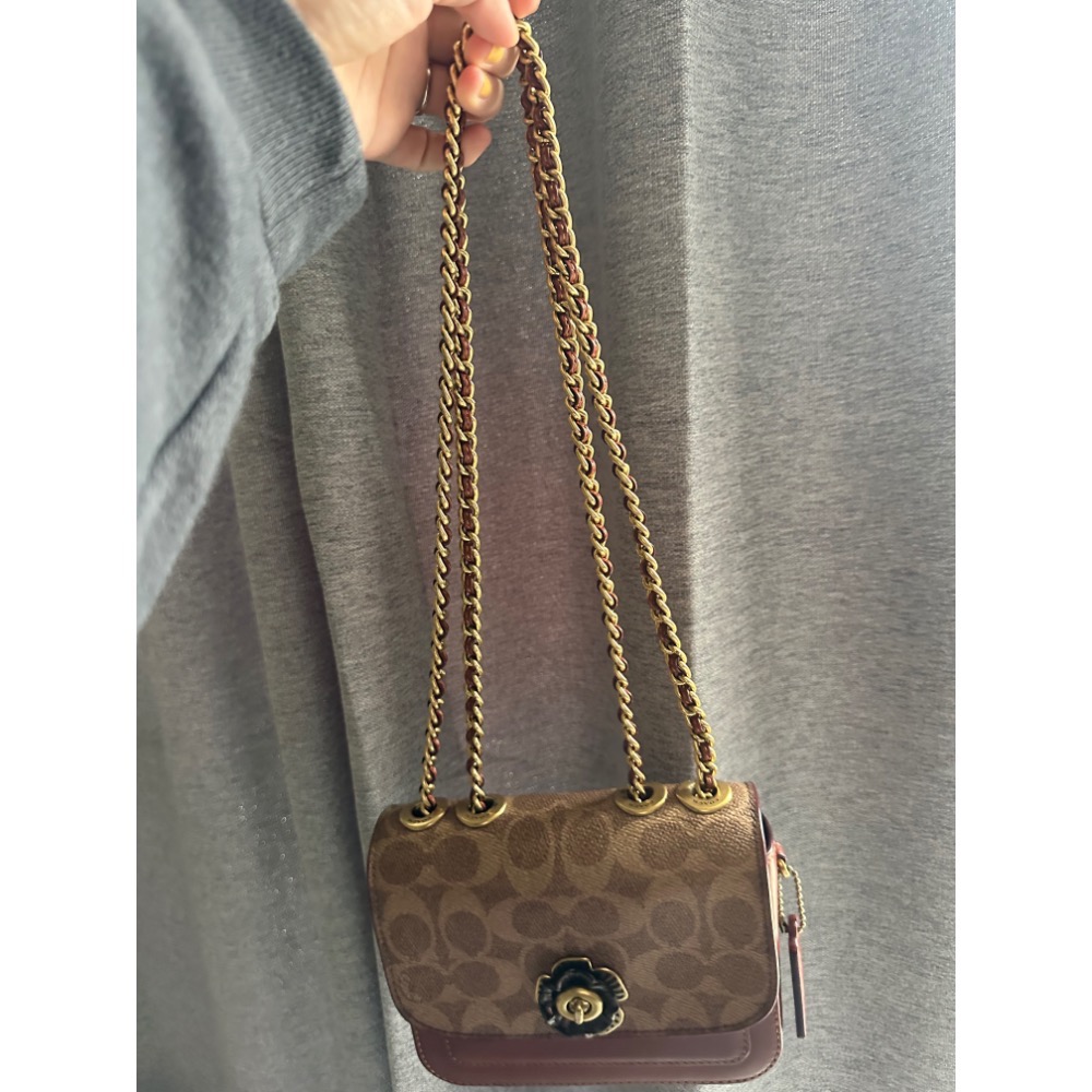 Coach  二手 昇恆昌購入 madison 16 山茶花 老花 復古肩背包 側背包 鏈條包-細節圖2