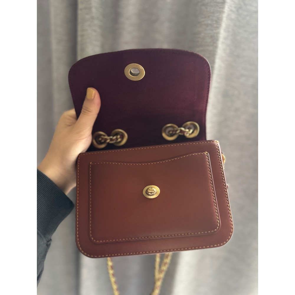 Coach  二手 昇恆昌購入 madison 16 山茶花 老花 復古肩背包 側背包 鏈條包-細節圖8