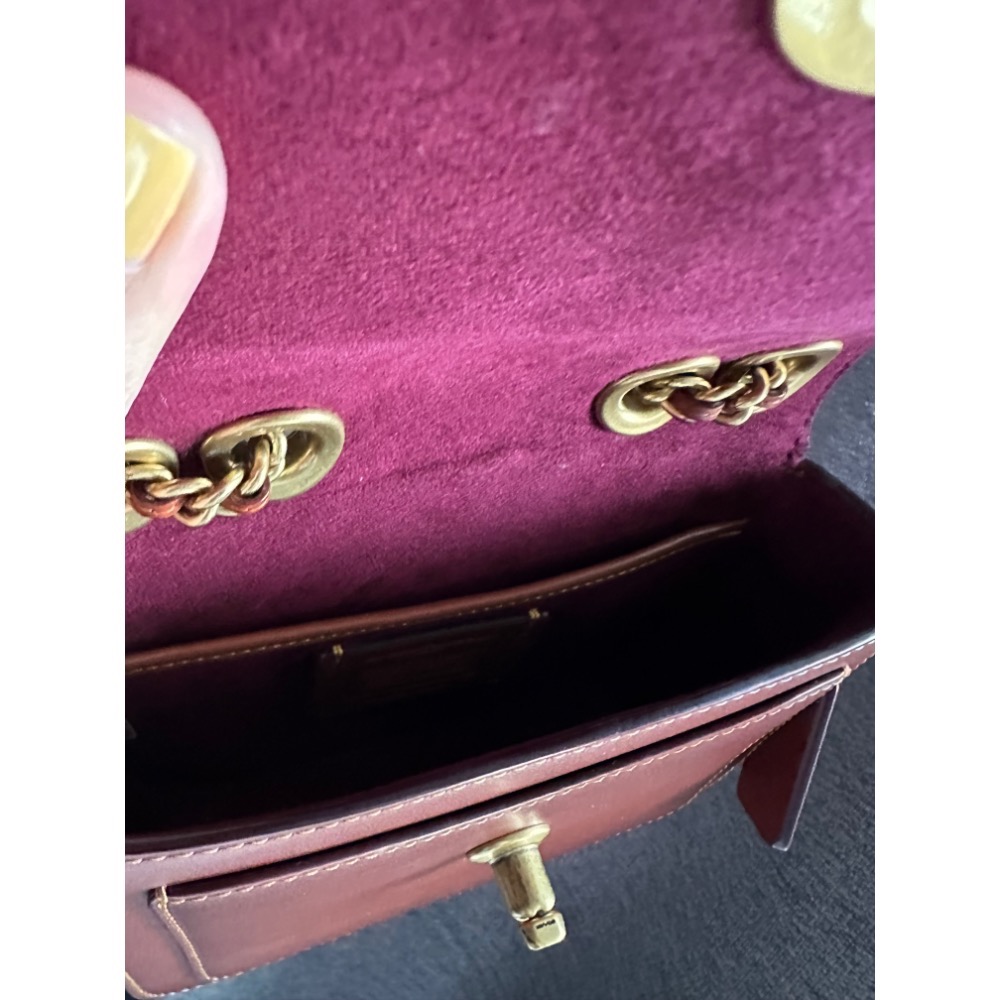 Coach  二手 昇恆昌購入 madison 16 山茶花 老花 復古肩背包 側背包 鏈條包-細節圖9