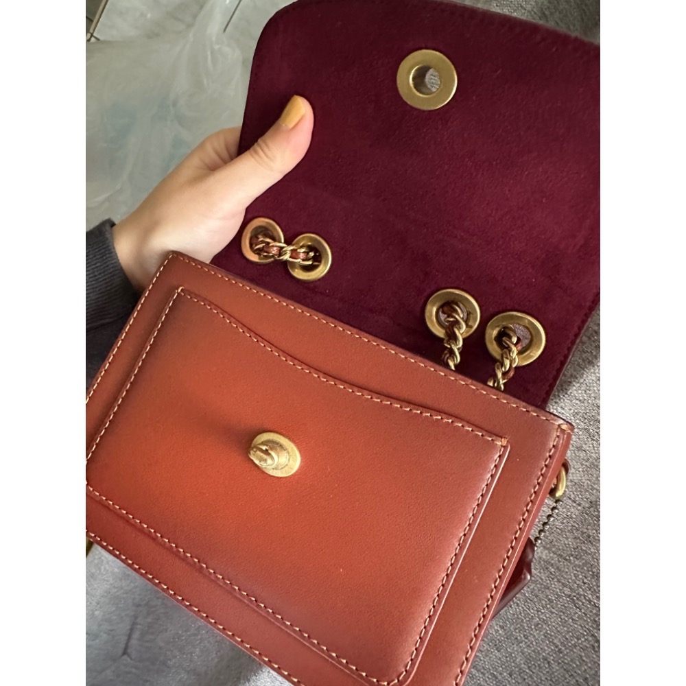 Coach  二手 昇恆昌購入 madison 16 山茶花 老花 復古肩背包 側背包 鏈條包-細節圖10