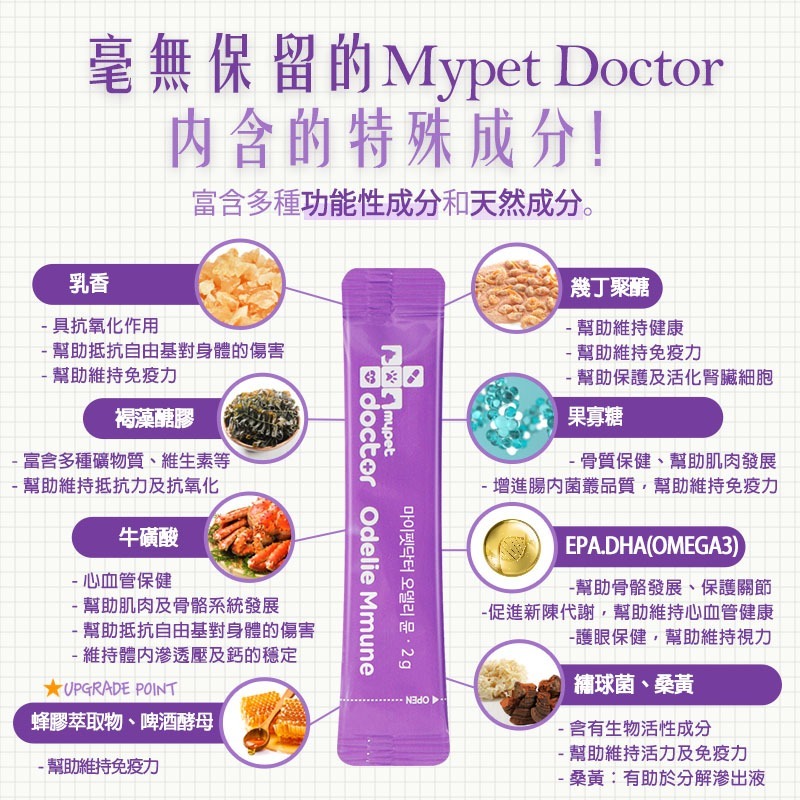 【Mypet Doctor】Odelie Mmune 健疫護(2gx30包) 犬貓適用 寵物免疫力保健粉 寵物保健食品-細節圖4