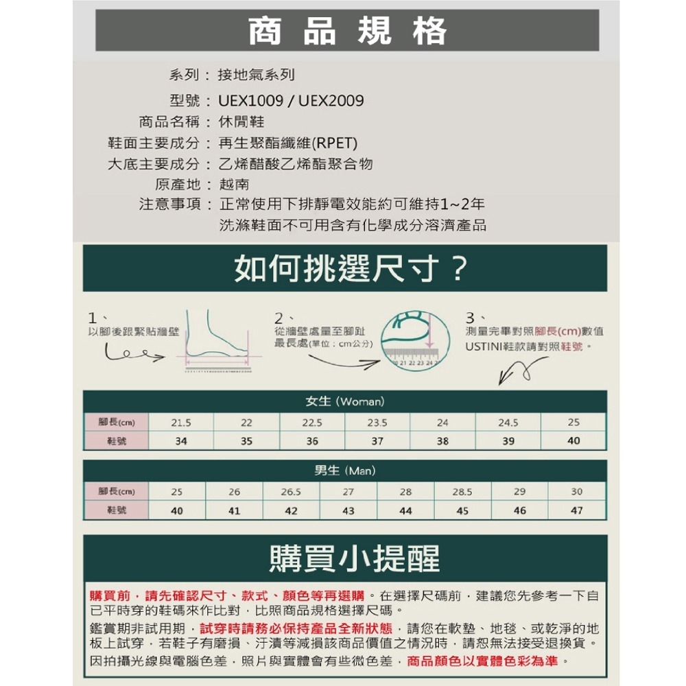 USTINI我挺你健康鞋 防水極地犀牛鞋 冒險黑 (接地氣鞋)-細節圖11