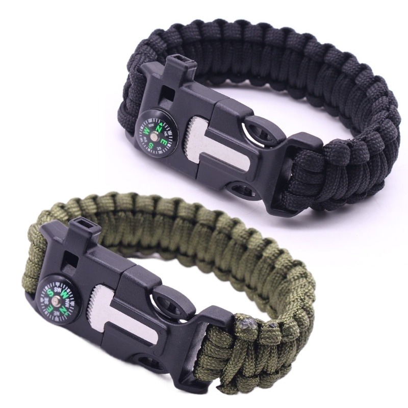 戰術野外求生手鍊 求生傘繩手環  傘繩編織款 野外登山戰術傘繩 打火棒 求生哨 指南針 打火刀 野外求生手鍊-細節圖8