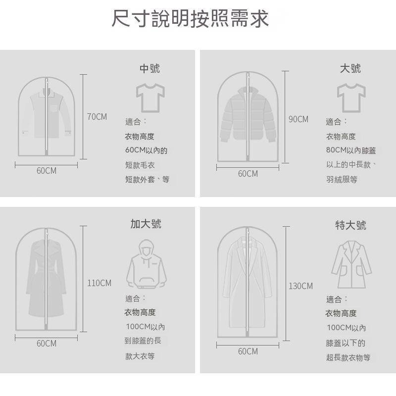 台灣現貨 衣物防塵套 防塵 防蟲 大衣 西裝收納袋 防塵袋 衣物防塵罩 衣物收納袋 大衣防塵袋 收納袋 磨砂 家用衣物-細節圖2