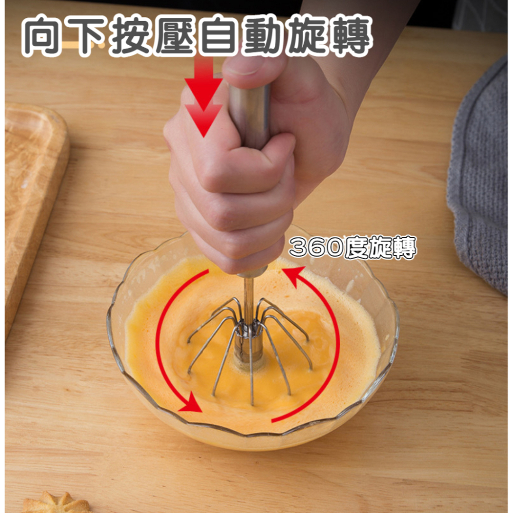 打蛋器 按壓式旋轉打蛋器 攪拌器 奶泡器  半自動打蛋器 打發器 烘培餐廚 攪拌棒 按壓式打蛋器-細節圖3