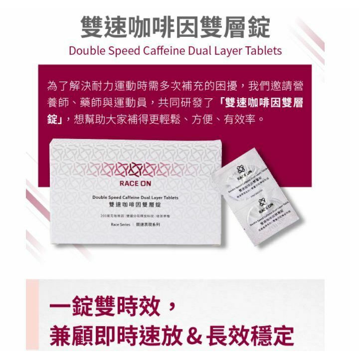 台灣製 雙速咖啡因雙層錠 (通過運動禁藥檢測，運動員安心) PIC/S GMP認證藥廠監製 鋭速運動醫學-細節圖2