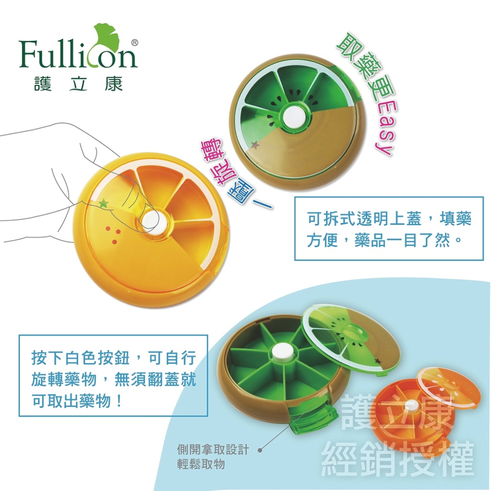護立康 藥盒 旋轉藥盒 7格水果保健盒 隨身藥盒  👨‍🔬 專業藥師駐店管-細節圖2