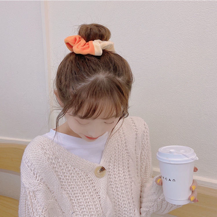 台灣現貨 雙色髮圈秋冬新款 大腸髮圈 髮圈 髮束 毛茸茸髮圈  髮飾 大腸圈 髮圈大腸圈 軟萌-細節圖6