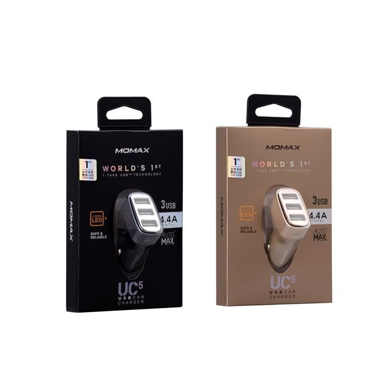 MOMAX 1-TAKE 3USB車充(4.4A)-香檳金、黑-細節圖7